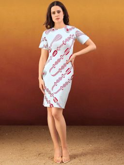 PURVAJA - Women Printed Blue Mini Dress