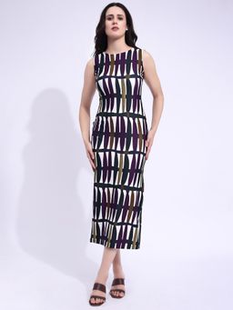 PURVAJA - Women Printed Multi Color Midi Dress