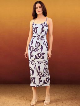 PURVAJA - Women Printed Off White Midi Dress