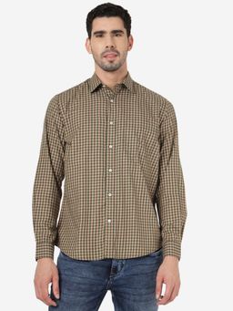 Greenfibre - Men 100% Cotton Checked Green Regular Fit Full Sleeve Semi Casual Shirt