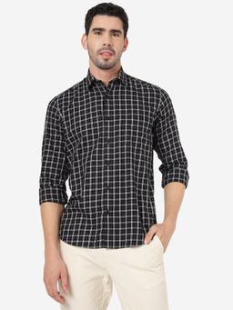 Greenfibre - Men 100% Cotton Checked Black Regular Fit Full Sleeve Semi Casual Shirt