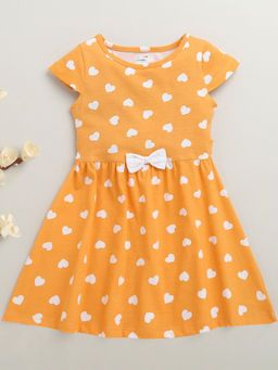 Bumzee - Orange Printed Comfortable Fit Dress