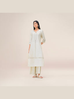 AMPM - Women Ivory Kurta with Palazzo and Dupatta