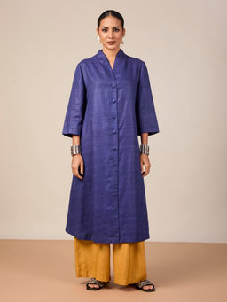 House of Mantra - Mantra Women Blue Cotton Solid Kurta with Pant