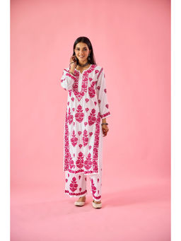 Old Marigold - Lakshita White Modal Hand Embroidered Chikankari Kurta and Pant