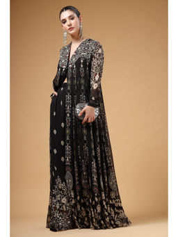 Gazab By Miku Kumar - Women Black Silk Embroidered Anarkali Kurta with Palazzo