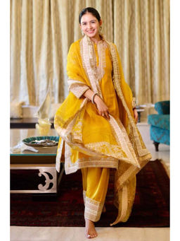 Sheetal Batra - Resham - Glaze Mustard Short Kurta with Salwar and Dupatta