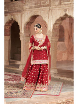 Sheetal Batra - Samreen Red Kurta With Sharara And Dupatta