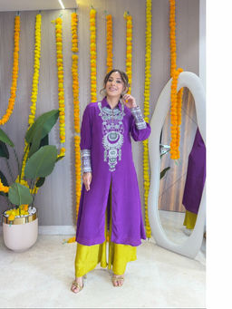 SURKH SYAHI - Women's Purple Zaira Kurta And Palazzo