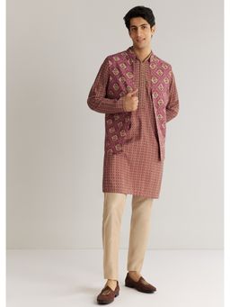 KALKI FASHION - Mauve Modal Chanderi Cutdana Sequins Kurta Jacket Set