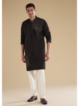 KALKI FASHION - Black Suiting Sequin Resham Threadwork Kurta Set