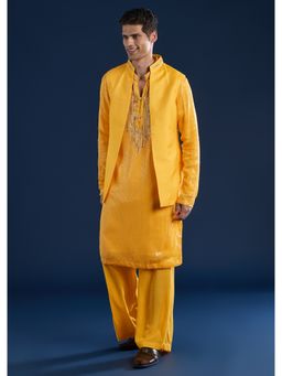 KALKI FASHION - Yellow Embellished Kurta and Jacket Set