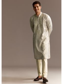 KALKI FASHION - Grey Silk Kurta Set