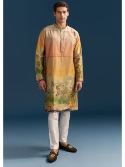 KALKI FASHION - Multicolour Silk Kurta Set for Men with Pichwai Print