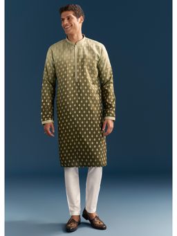 KALKI FASHION - Green Silk Foil Kurta Set for Men with Sequins Embroidery