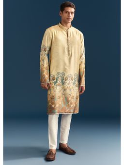KALKI FASHION - Multicolour Silk Kurta Set for Men with Abstract Print