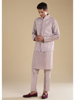 KALKI FASHION - Lilac Silk Jacket Kurta Set with Mirror Work