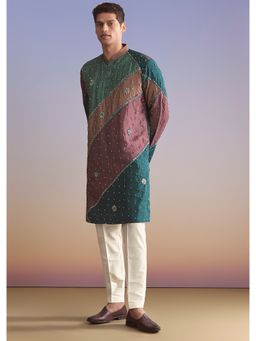 KALKI FASHION - Multicolour Silk Kurta Set for Men with Intricate Resham Work