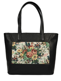 The Leather Garden - Black Pansy Vintage Black Tote Bag
