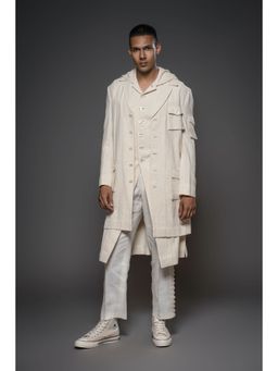 Rohit Bal - Beige Men Handloom Khadi Overlay Jacket