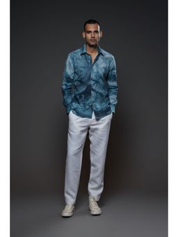 Rohit Bal - Men Blue Heavy Voile Printed Shirt