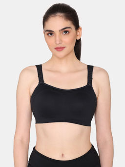Zivame - Zelocity High Impact Quick Dry Sports Bra - Jet Black