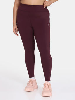 Zivame - Zelocity True Curv High Impact High Rise Quick Dry Leggings - Burgundy