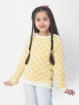CRIMSOUNE CLUB - Girls Yellow Checkered Sweater