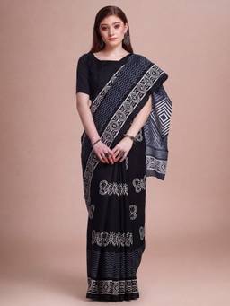 Akhilam - Black Silk Printed Saree