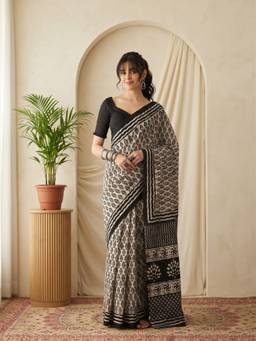 Sareemall - Women'S Bhagalpuri Silk Beige Printed Saree