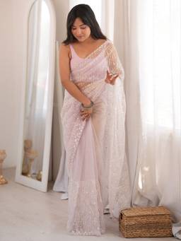 Sareemall - Women'S Net Lavender Embellished Saree