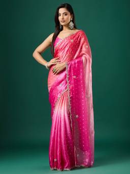Sareemall - Women'S Satin Pink Embellished Saree