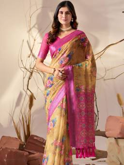 URBAN PALLU - Classic Multi-Color Pixie Lane Floral Pure Cotton Jamdani Saree