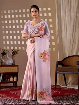 URBAN PALLU - Classic Pink Satin Jamdani Saree