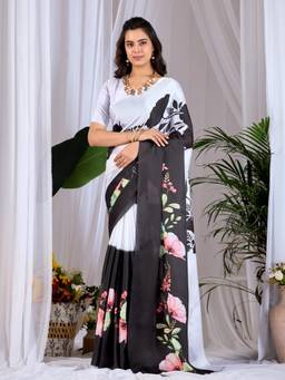 URBAN PALLU - Graceful Multi-Color Satin Jamdani Saree