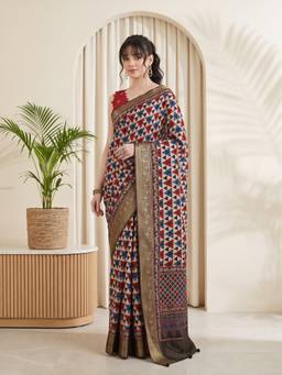 Sareemall - Women's Viscose Silk Multi-Color Printed Saree