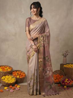 Akhilam - Women'S Kanjeevaram Silk Beige Woven Saree