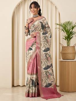 Akhilam - Pink Viscose Woven Saree