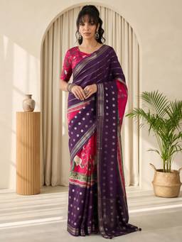 Akhilam - Purple Viscose Woven Saree