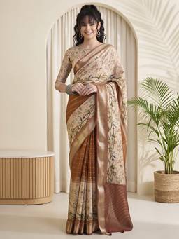 Akhilam - Rust Viscose Woven Saree