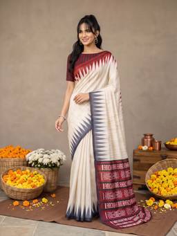 Sareemall - Women's Bhagalpuri Silk Beige Printed Saree