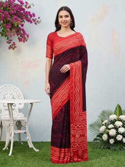 Akhilam - Women'S Satin Silk Black Printed Festive Saree