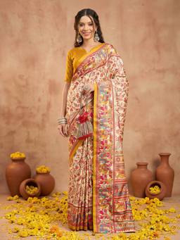 Akhilam - Multi-Color Silk Blend Printed Saree