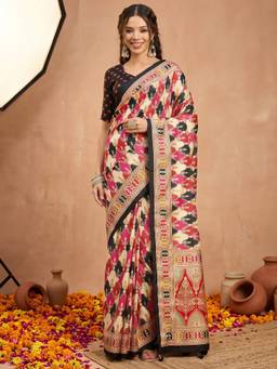 Akhilam - Multicolor Silk Blend Printed Saree