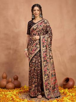 Akhilam - Multicolor Silk Blend Printed Saree