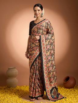 Akhilam - Multicolor Silk Blend Printed Saree