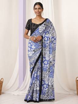 Akhilam - Light Blue Georgette Printed Saree