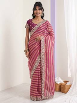 Akhilam - Purple Net Embellished Saree