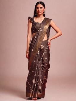 Akhilam - Coffee Brown Silk Blend Woven Saree
