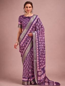 Akhilam - Burgundy Cotton Silk Woven Saree